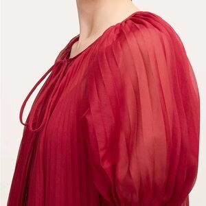 Rebecca Taylor Sunburst Pleat Dress, Red Hibiscus